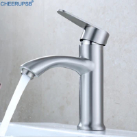 SUS304 Stainless Steel Faucet Bathroom Basin Sink Tap Hot Cold Water Mixer Kraan Modern Deck Mounted Musluk Single Handle Taps