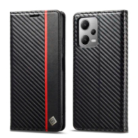 For Xiaomi Redmi Note 12R Pro 5G Carbon Fiber Leather Case With Stand Card Slots For Poco x5 Pro Redmi Note 12 Pro 5G