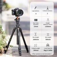 K&amp;F CONCEPT Camera Tripod Stand for DSLR Cameras Photography Tripod Carry Bag Aluminum Alloy 160cm Payload 8kg Low Angle