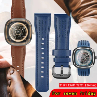 Soft genuine leather watch with Men's Waterproof For seven on Friday T1/01 T3/01 T2/01 strap cowhide Watchband 26mm