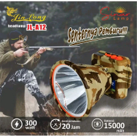 Senter kepala jumbo LED CHIP LASER 300 watt jinlong JL-A12 waterproof baterai 15.000mAh tahan 20 jam