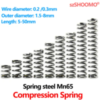 Cylindrical Helical Coil Backspring Compressed Shock Absorbing Pressure Return Small Compression Spring 65Mn Steel WD 0.2 0.3mm