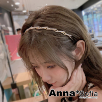 【AnnaSofia】韓式髮箍髮飾-菱鏤珠彩 現貨(金系)