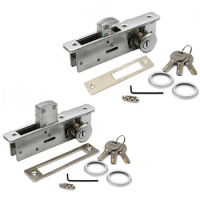 Lockset Aluminum Invisible Mortise 2 Door Locks 22mm Hook Straight Deadbolt Storefront Lock Copper Core Iron Key Door Hardware