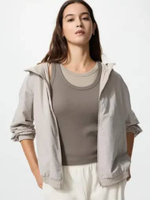 UNIQLO Jaket Hoodie Jacket wanita Parka Reversibel Reversible Parka Water Repellent BEIGE S