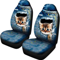 Car Front Seat Covers, Universal 3D Animal Cat PrintingCar Seat Protector Seat Cushion Full Cover Fit Most Car,Truck,SUV,Van