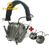 EARMOR M31 Tactical Headphones &amp; ARC Rail Adapter Airsoft Noise Cancelling Earmuffs Electronic Noise Cancelling Headphones