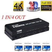 4Kx2K HD 1080P 4K 3D 1X4 HDMI Splitter 1x2 Video Distributor 1 In 4 Out 2 Out Dual Display for PS3 PS4 Camera PC To TV Monitor