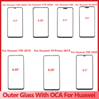 Outer Glass+OCA For Huawei Y6P Y7P Y8P 2020 Y8S Y9 Prime Y9S 2019 Touch Panel LCD Display Front Glass Repair Replace Parts