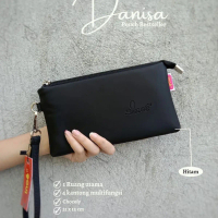 Vast Galeri - Dompet Wanita Murah DANISA POUCH Polos By Inoe Dompet Kulit PU Hitam waterproof Casual