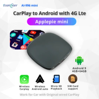 Applepie Mini 3.0 Wireless CarPlay Ai Box with 4G LTE Android 13 RAM 4GB ROM 64GB Qualcomm 8 Core SD Youtube Netfix