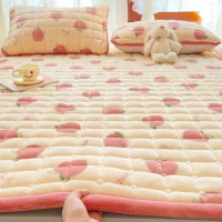 Cute Milk Velvet Cartoon Mattress Foldable Soft Bed Sheet Fall Winter Warm Student Dormitory Bedroom Quilted Thin Queen Mattress