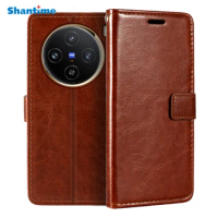 Case For Vivo X100 5G Wallet Premium PU Leather Magnetic Flip Case Cover With Card Holder And Kickstand For Vivo X100 5G