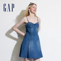 【GAP】女裝 純棉牛仔吊帶洋裝-深藍色(496380)