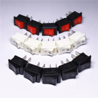 10pcs/lot SPST KCD1 2PIN On/Off Square Black Red White Button Rocker Switchs DC AC 3A/250V Car Dash Dashboard Plastic