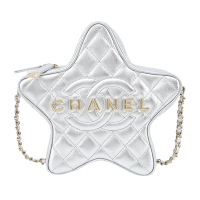 CHANEL Star Handbag 經典雙C LOGO小羊皮星星肩背/斜背包(銀色)