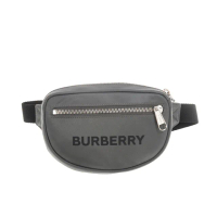 【BURBERRY 巴寶莉】經典英文字母印花尼龍腰/胸包(灰色)