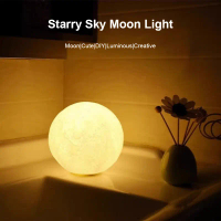 Dekorasi Rumah Lampu Tidur Bulan 3D Print Moonlight 9.5cm Mia Cahaya Hangat Lembut Atmosfer Kreatif 