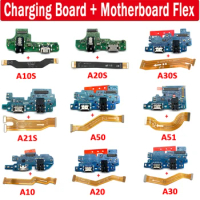 NEW USB Charging Port Board Connector Parts + Main Motherboard LCD Flex Cable For Samsung A70 A40 A10S A20S A30S A50S A21S A217F