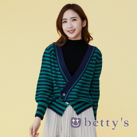 betty’s貝蒂思　波浪條紋開襟針織罩衫(綠色)