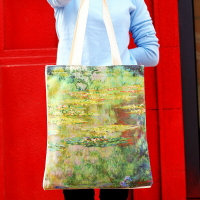 莫奈《睡蓮》帆布包世界名畫博物館文創周邊禮品單肩斜挎包手提袋