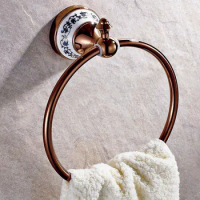 Rose Gold Brass Wall Mounted Towel Ring Towel Holder Bath Towel Bar Bathroom Accessories Kba386