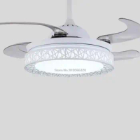 9024 42inch Modern Simple Bird's Nest LED Invisible Ceiling Fan Light Chinese Retro Electric Pendant Fan With Led 110/220V