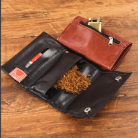 Tobacco Pouch Soft PU Leather Storage Bag for Pipe Tools Holder for 70mm Rolling Paper Smoking Accessories Men's Gift