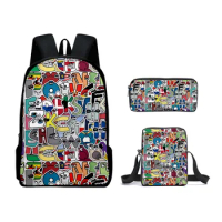 Fashion Youthful Alphabet Lore 3D Print 3pcs/Set Student Travel bags Laptop Daypack Backpack Shoulder Bag Pencil Case