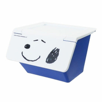 小禮堂 史努比  可堆疊塑膠前開式掀蓋收納盒《藍白》置物盒.文具盒