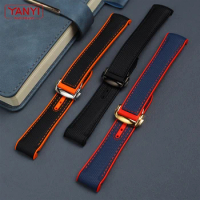 Rubber Watch Strap for omega moonwatch watch band 20mm 21mm 22mm silicone watchband folding clasp Curved end wristwatches belt