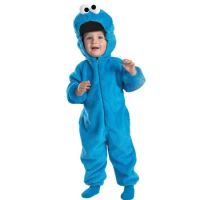 Sesame Boy's Deluxe Cookie Monster Plush Jumpsuit Street Cookie Toddler Halloween Costume Child2024