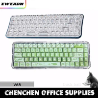 Eweadn V68 Wireless Bluetooth 3 Mode Keyboard 68keys Gaming Keyboards PBT Keycaps RGB Hot-Swap Custom Office Mechanical Keyboard