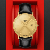 TISSOT天梭 官方授權 GOLDRUN 18K金皮革石英腕錶 女神節 38mm/T9224101602100