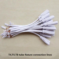 10pcs/lot T4 T5 T8 Fixture Tube Light Connection Cables Led Lighting Tube Connector 2 pin Single-end Cable Connecting Lines