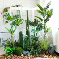 北歐風仿真龜背葉綠植盆栽客餐廳花卉擺件落地龜背竹大型植物盆景