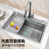 lezun/樂樽 304不鏽鋼納米槍灰色水槽 60*45cm YX(洗碗池 洗菜盆 廚房水槽)