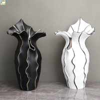 歐式創意樹脂百合花器擺件樣板房售樓部家居客廳簡約花瓶軟裝飾品