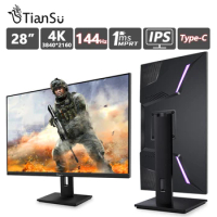 TIANSU 28 Inch Monitor 144Hz 4K Gaming Monitor HDMI Computer Gamer Screen for PC Display 3840*2160 Fast IPS Monitor with Type-C