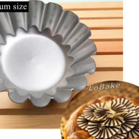 (2pcs/lot) Medium size 5 inches chrysanthemum sun flower shape aluminium Coconut Egg Tart Mold pizza pan jelly bread baking tool