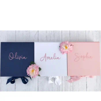 personalised Blush pink bridesmaid proposal box, white will you be my bridesmaid box,rose gold custom flower girl gift box