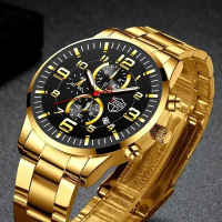 Fashion Mens Sports Watches for Men Luxury Stainless Steel Quartz Wrist Watch Calendar Luminous Cloc