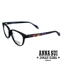 【ANNA SUI 安娜蘇】Anna Sui日本安娜蘇Dolly Girl系列—繽紛印花黑框光學眼鏡(DG510-001-黑)