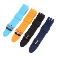 Watch Accessories Rubber strap Pin buckle for Swatch YTS401 402 409 713 YTB400 unisex outdoor sports waterproof silicone strap