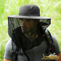JUNIPER 戶外抗UV防蜂防蚊網帳可收納超大頭圍遮陽帽