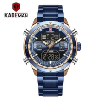 Relogio Masculino KADEMAN New Blue Fashion Top Brand Business Chronograph Waterproof Stainless Steel Strap LED Display Men Watch