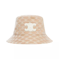 Celine Triomphe Monogram Bucket Hat Beige White