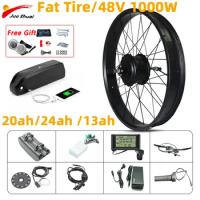 48V 1000W Fatbike Electric Bike Conversion Kit Rear Wheel Hub Motor Snow Electric Bicycle Kit with Battery 20 26inch 4.0 Tyre