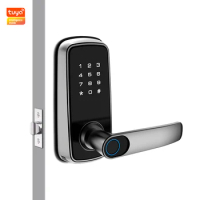 Bluetooth Tuya Smart Digital Lock Keyless Deadbolt Lock Fingerprint card Electric Handle Front Door Lock