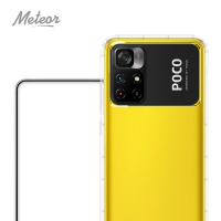 【Meteor】POCO M4 Pro 5G 手機保護超值2件組-活動品(透明空壓殼+鋼化膜)